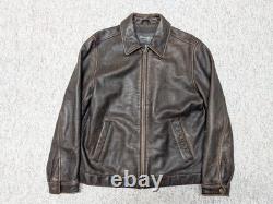Vintage EDDIE BAUER leather jacket S brown PATINA broke-in MOTORCYCLE mad max
