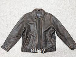 Vintage EDDIE BAUER leather jacket S brown PATINA broke-in MOTORCYCLE mad max