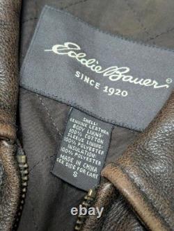 Vintage EDDIE BAUER leather jacket S brown PATINA broke-in MOTORCYCLE mad max