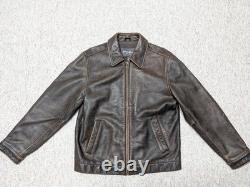 Vintage EDDIE BAUER leather jacket S brown PATINA broke-in MOTORCYCLE mad max