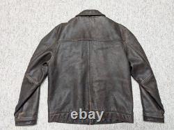 Vintage EDDIE BAUER leather jacket S brown PATINA broke-in MOTORCYCLE mad max