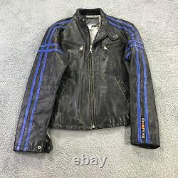 Vintage ENERGIE Jacket Mens Large Blue Leather Italian Motorcycle Jacket Coat