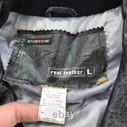 Vintage ENERGIE Jacket Mens Large Blue Leather Italian Motorcycle Jacket Coat