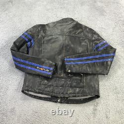 Vintage ENERGIE Jacket Mens Large Blue Leather Italian Motorcycle Jacket Coat