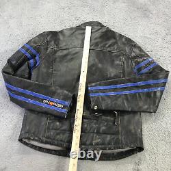 Vintage ENERGIE Jacket Mens Large Blue Leather Italian Motorcycle Jacket Coat