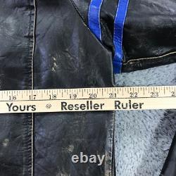 Vintage ENERGIE Jacket Mens Large Blue Leather Italian Motorcycle Jacket Coat