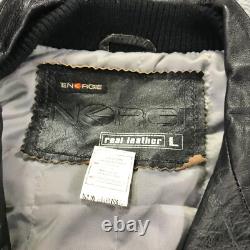 Vintage ENERGIE Jacket Mens Large Blue Leather Italian Motorcycle Jacket Coat