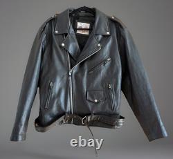 Vintage EXCELLED Black Leather Motorcycle Jacket Biker Punk Rocker- Men's 44