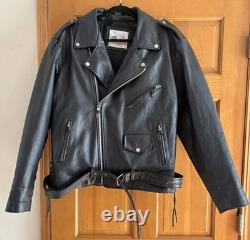 Vintage EXCELLED Black Leather Motorcycle Jacket Biker Punk Rocker- Men's 44