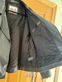 Vintage EXCELLED Black Leather Motorcycle Jacket Biker Punk Rocker- Men's 44