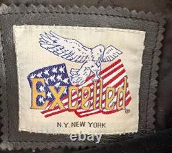 Vintage EXCELLED Black Leather Motorcycle Jacket Biker Punk Rocker- Men's 44