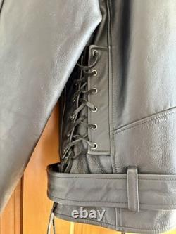 Vintage EXCELLED Black Leather Motorcycle Jacket Biker Punk Rocker- Men's 44