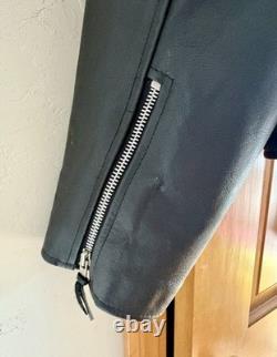 Vintage EXCELLED Black Leather Motorcycle Jacket Biker Punk Rocker- Men's 44