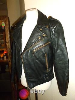 Vintage Echtes Leder Rare 80s Josef Wormland Motorcycle Punk Jacket Coat 38 USA