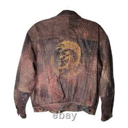 Vintage Echtes Leder x Diesel 90s Leather Jacket Men's XL Moto Distressed Rust