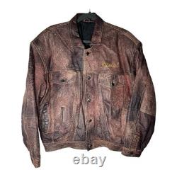Vintage Echtes Leder x Diesel 90s Leather Jacket Men's XL Moto Distressed Rust