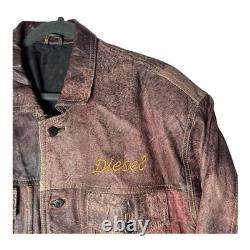 Vintage Echtes Leder x Diesel 90s Leather Jacket Men's XL Moto Distressed Rust