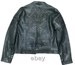 Vintage Ed Hardy Men's Leather Jacket