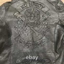Vintage Ed Hardy Men's Leather Jacket