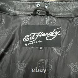 Vintage Ed Hardy Men's Leather Jacket