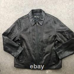 Vintage Eddie Bauer Jacket Mens Large Black Bomber Leather Full Zip