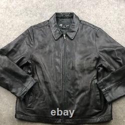 Vintage Eddie Bauer Jacket Mens Large Black Bomber Leather Full Zip