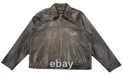 Vintage Eddie Bauer Leather Motorcycle Bomber Jacket Brown Men's Large