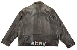 Vintage Eddie Bauer Leather Motorcycle Bomber Jacket Brown Men's Large