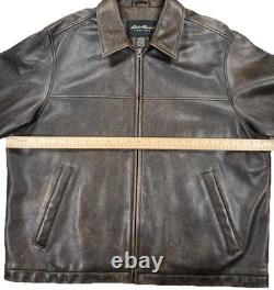 Vintage Eddie Bauer Leather Motorcycle Bomber Jacket Brown Men's Large