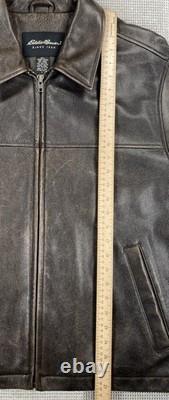 Vintage Eddie Bauer Leather Motorcycle Bomber Jacket Brown Men's Large