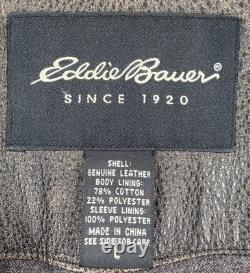 Vintage Eddie Bauer Leather Motorcycle Bomber Jacket Brown Men's Large