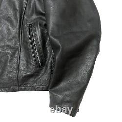 Vintage Excelled 1970s Cafe Racer Leather Jacket Size 44 Black Distressed