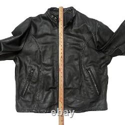 Vintage Excelled 1970s Cafe Racer Leather Jacket Size 44 Black Distressed
