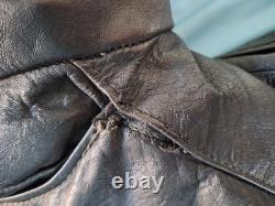 Vintage Excelled Black Leather Biker Jacket Size 46 + Vest With Patches Size 44