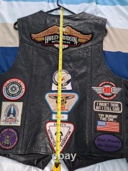 Vintage Excelled Black Leather Biker Jacket Size 46 + Vest With Patches Size 44