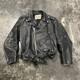 Vintage Excelled Black Leather Jacket Full Zip Mens 48 80s 90s Motorcycle Biker