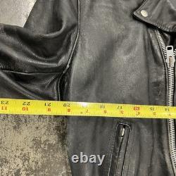 Vintage Excelled Black Leather Jacket Full Zip Mens 48 80s 90s Motorcycle Biker