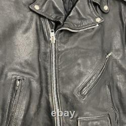 Vintage Excelled Black Leather Jacket Full Zip Mens 48 80s 90s Motorcycle Biker