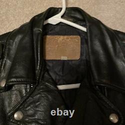 Vintage Excelled Black Leather Jacket Size 44 1970's