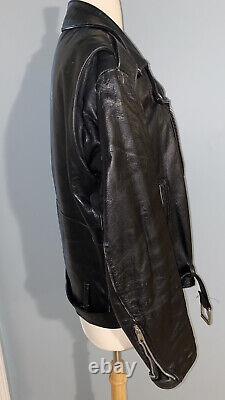 Vintage Excelled Black Leather Motorcycle Jacket Size 46 Unisex