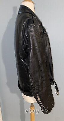 Vintage Excelled Black Leather Motorcycle Jacket Size 46 Unisex