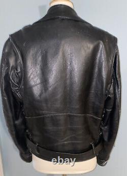 Vintage Excelled Black Leather Motorcycle Jacket Size 46 Unisex