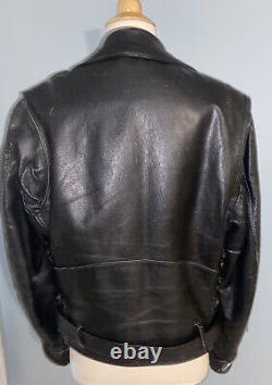 Vintage Excelled Black Leather Motorcycle Jacket Size 46 Unisex