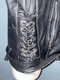 Vintage Excelled Black Leather Motorcycle Jacket Size 46 Unisex