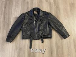 Vintage Excelled Black Leather Motorcycle Jacket Size 50R USA Made 80s Punk