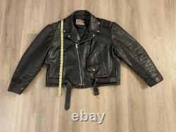 Vintage Excelled Black Leather Motorcycle Jacket Size 50R USA Made 80s Punk