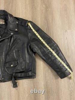Vintage Excelled Black Leather Motorcycle Jacket Size 50R USA Made 80s Punk