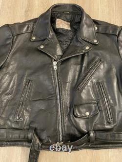 Vintage Excelled Black Leather Motorcycle Jacket Size 50R USA Made 80s Punk