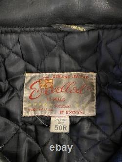 Vintage Excelled Black Leather Motorcycle Jacket Size 50R USA Made 80s Punk