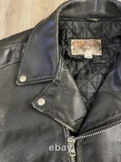 Vintage Excelled Black Leather Motorcycle Jacket Size 50R USA Made 80s Punk